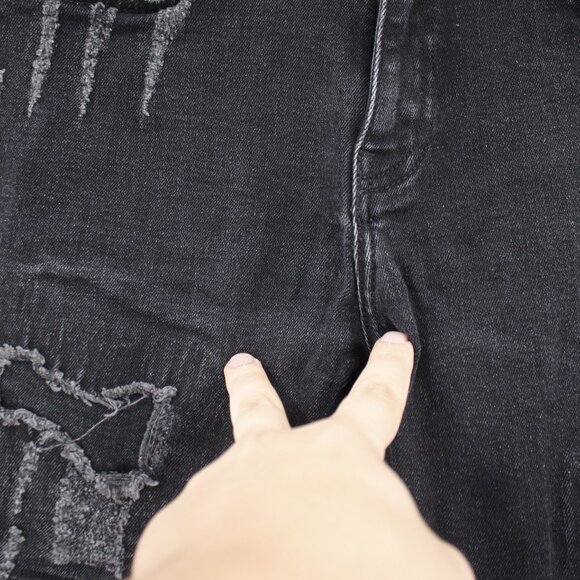 Represent Jeans Mens 30 Repairer Selvedge Vintage Black Ankle Zip Distressed - Picture 4 of 15